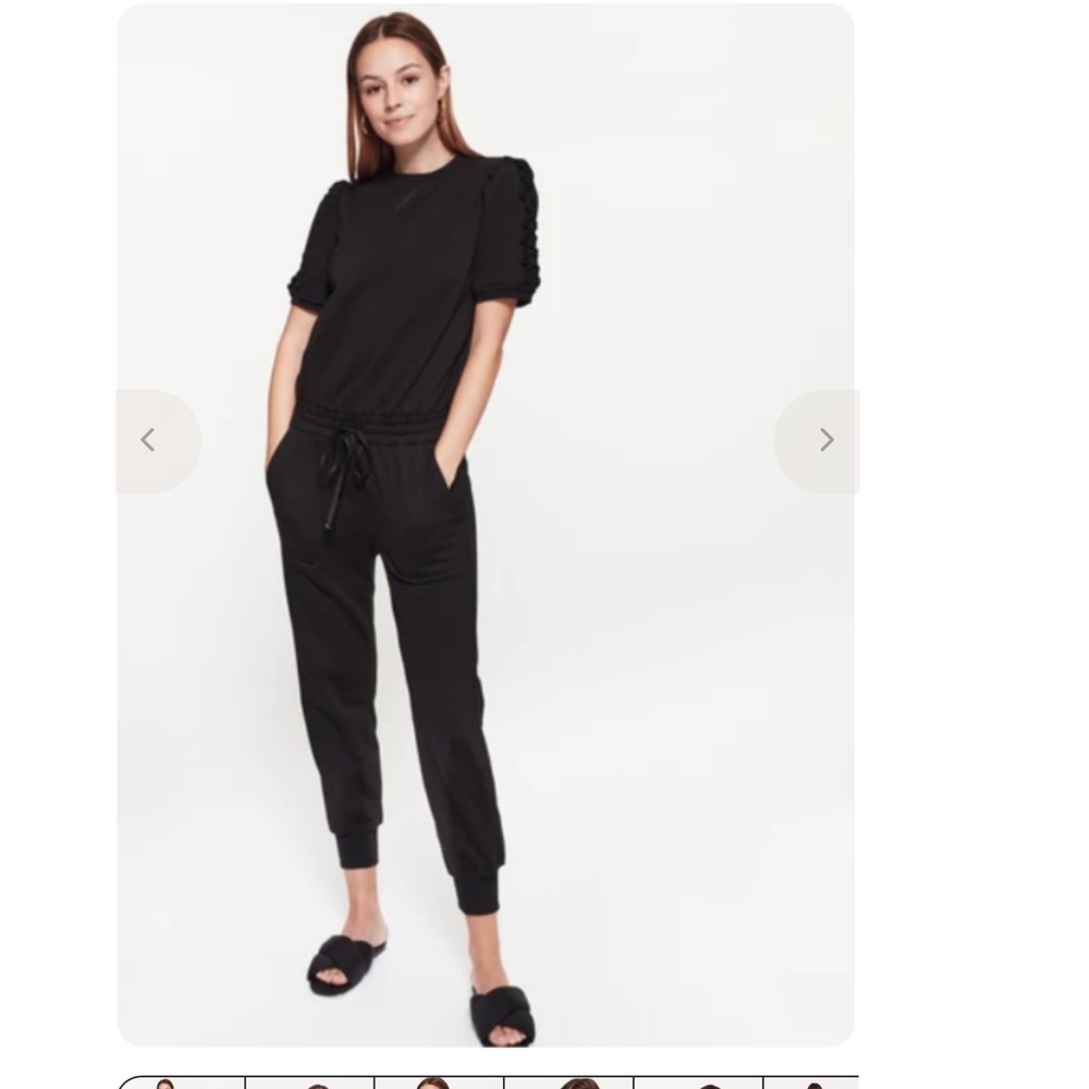 Cami NYC Laura Jumpsuit Black Cotton Short Sleeve Elevated Basic Size Large